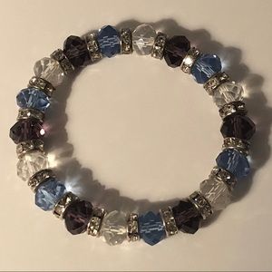 Beveled Crystalline Glass Beaded Bracelet